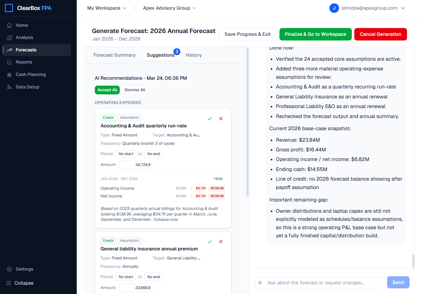 ClearBox FPA Forecast Generation